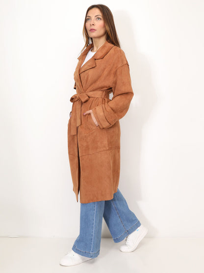 Elegante suède trenchcoat voor dames | Berber