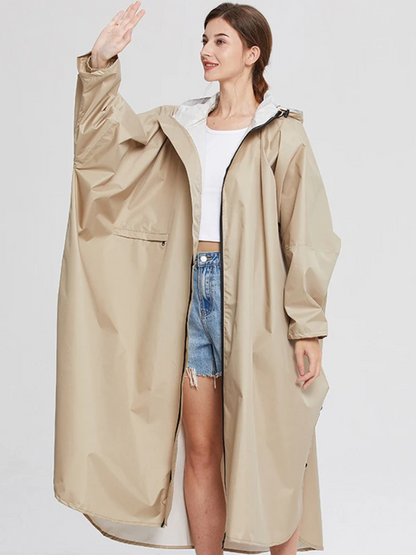 Oversized Dames Regenjas met Capuchon, Lichtgewicht Waterdichte Jas | Yuki