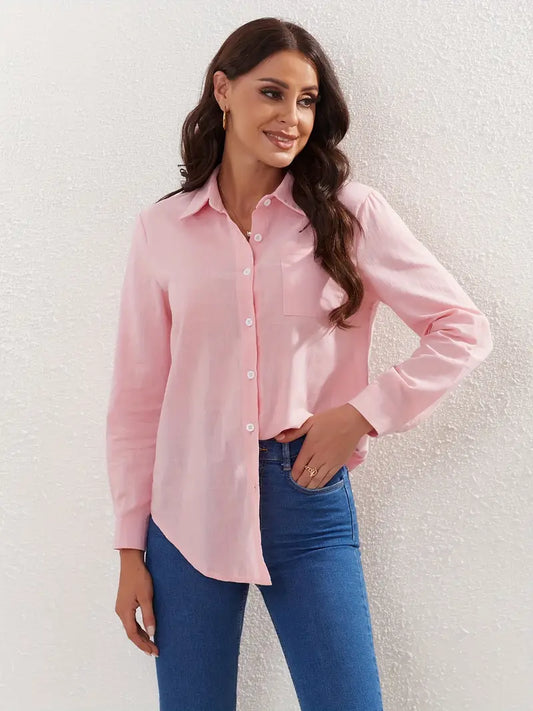 Casual blouse met lange mouwen en knoopsluiting | Charlotte