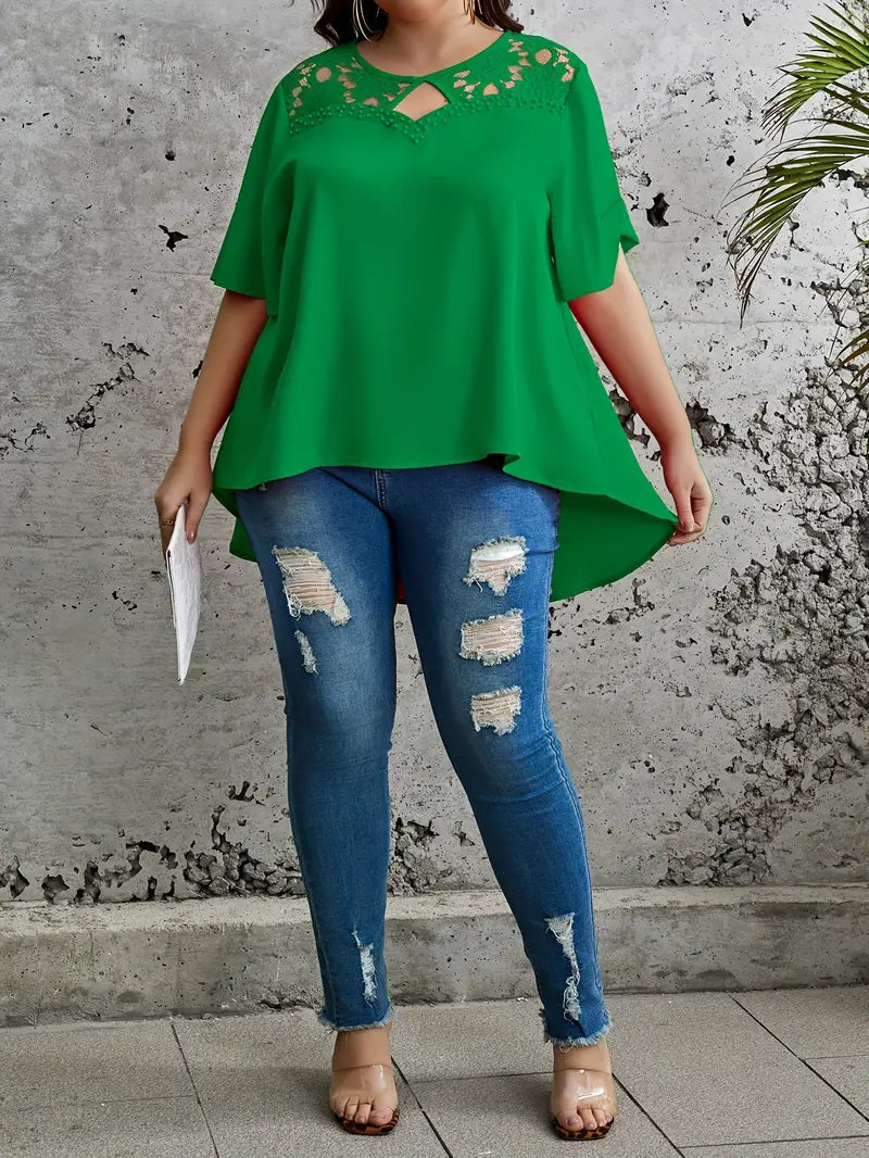 Plus size blouse met wijde mouwen en verfijnde afwerking | Rivka