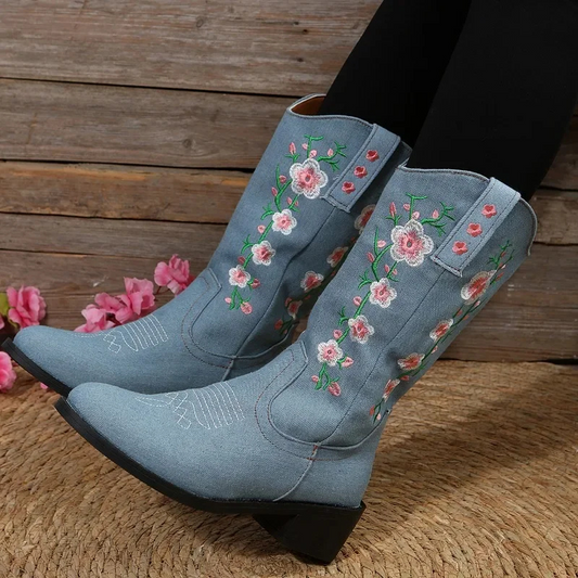 Stijlvolle Denim Western Laarzen Dames | Yvette