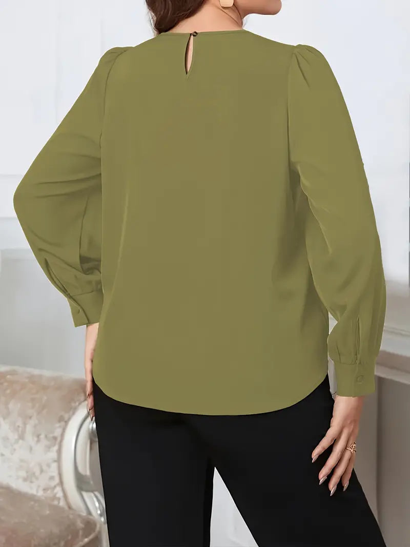 Plus size blouse met lange mouwen en ronde hals | Rianna