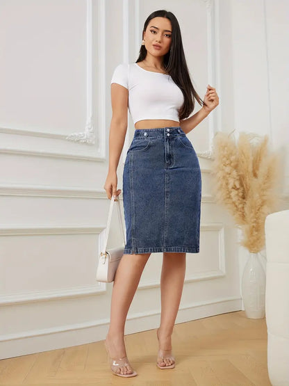 Casual jeansrok met hoge taille | Lea