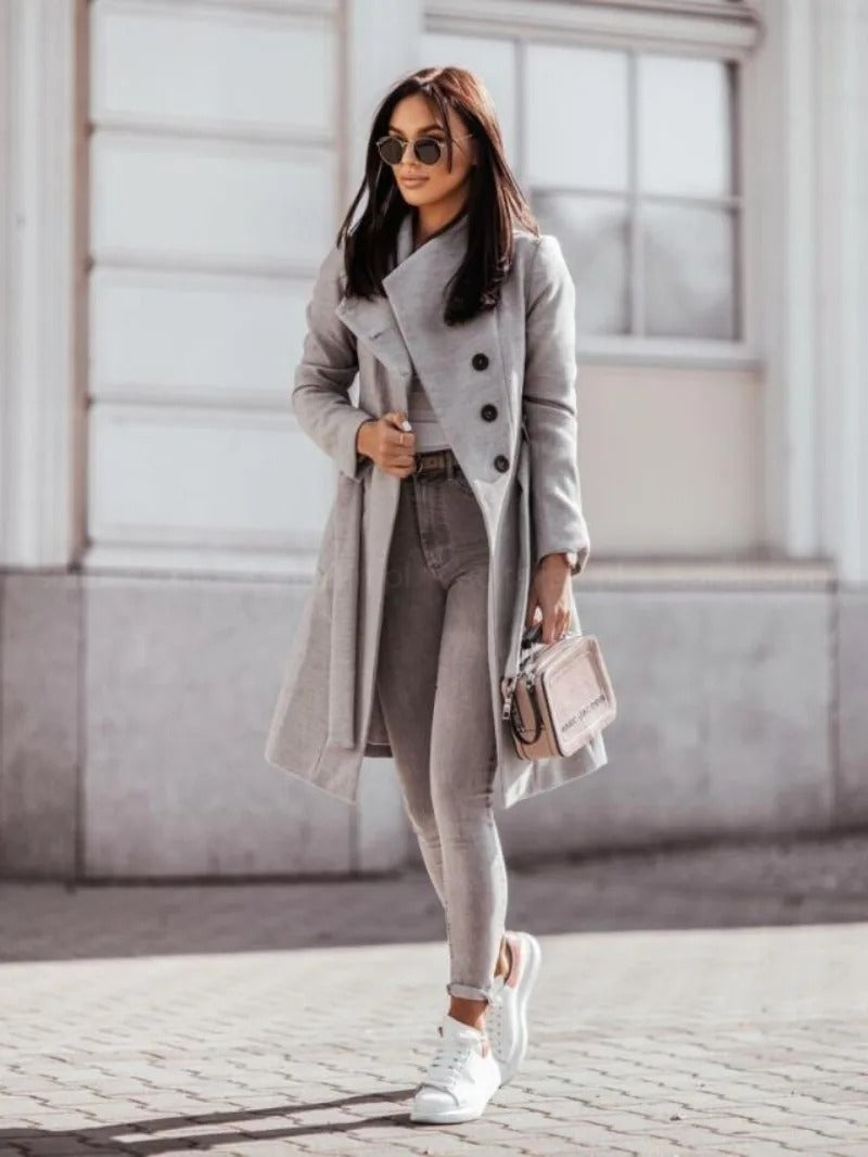 Chique winter trenchcoat voor vrouwen | Thelina