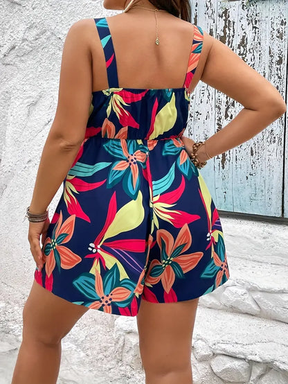 Plus size jumpsuit met bloemenprint en strik rond de boezem | Talitha