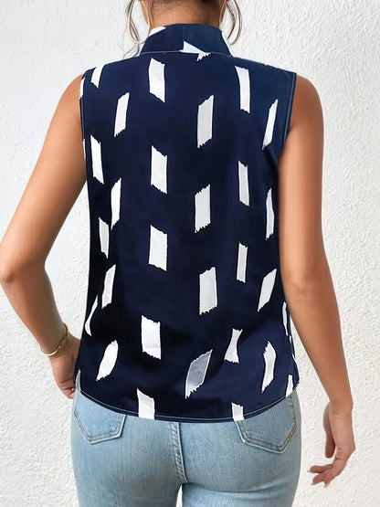 Zomerse blouse zonder mouwen met all-over print | Pam