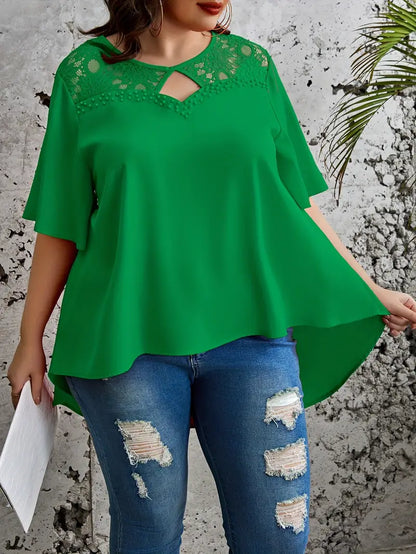 Plus size blouse met wijde mouwen en verfijnde afwerking | Rivka