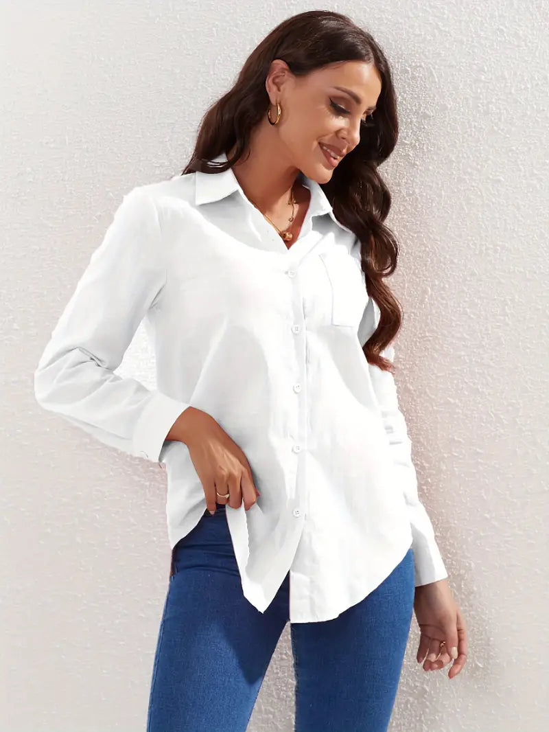 Casual blouse met lange mouwen en knoopsluiting | Charlotte