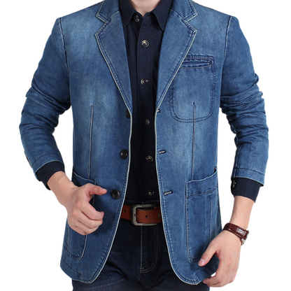 Herenblazer denim katoen | Owen