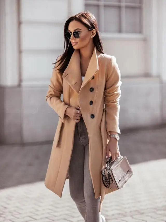 Chique winter trenchcoat voor vrouwen | Thelina