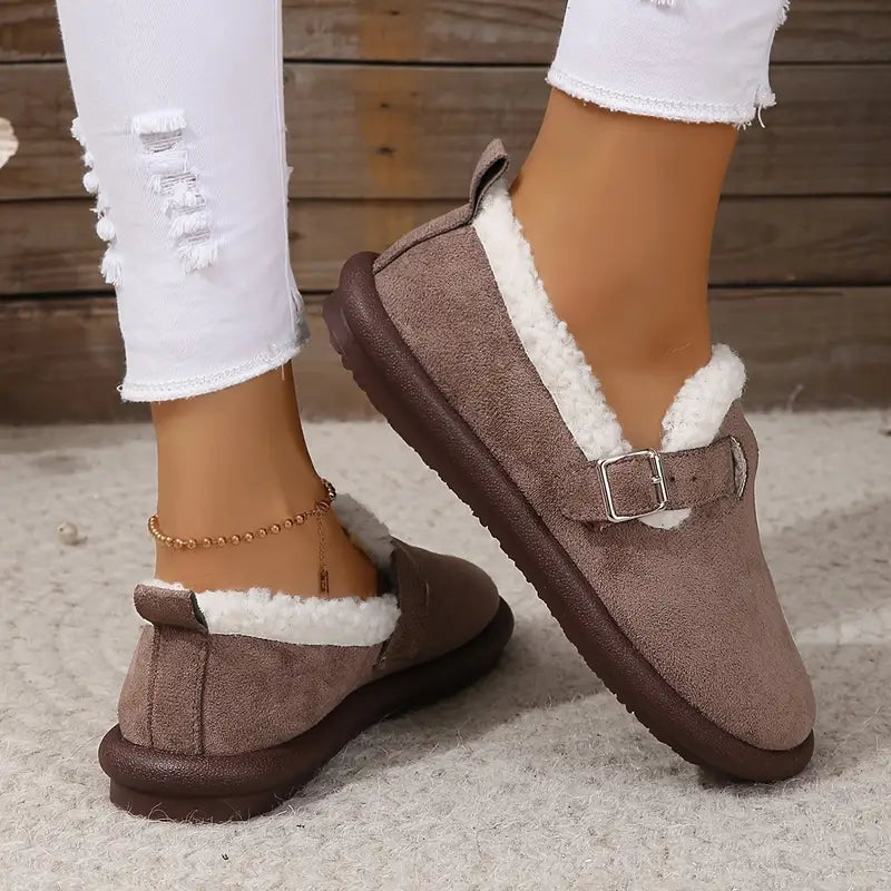 Vrouwen pluche ronde teen slip-on schoenen | Nore