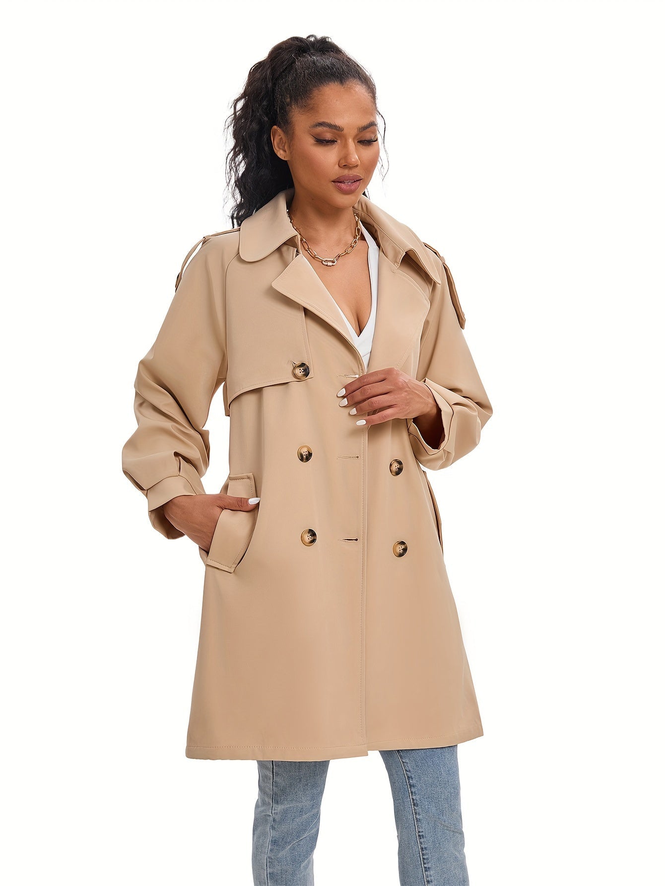 Klassieke lange trenchcoat voor dames | Leonie