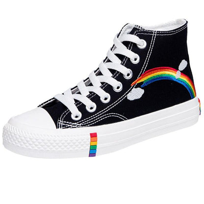 Moderne hoge sneakers in regenboogkleuren | Delphine