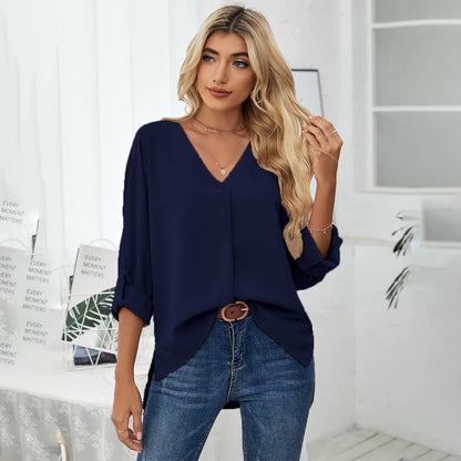 Klassieke blouse V-hals | Aline