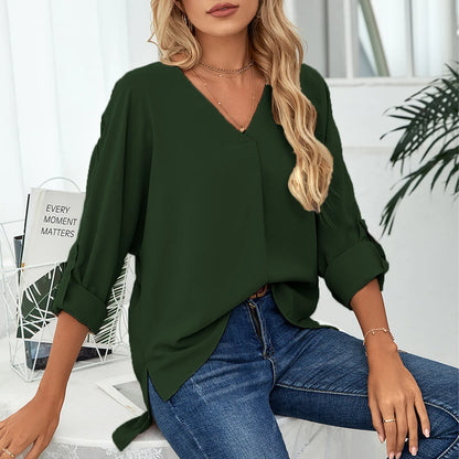 Klassieke blouse V-hals | Aline