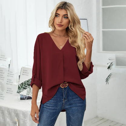 Klassieke blouse V-hals | Aline