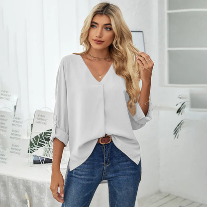 Klassieke blouse V-hals | Aline