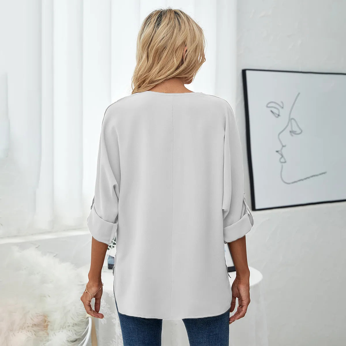 Klassieke blouse V-hals | Aline