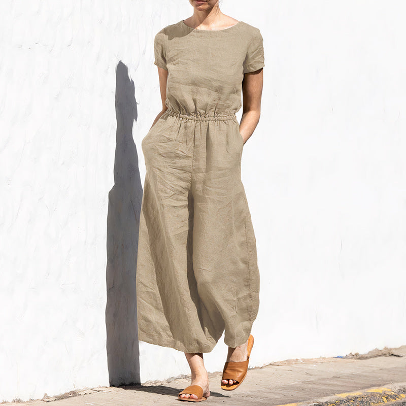 Basic Effen Linnen Jumpsuit | Larena