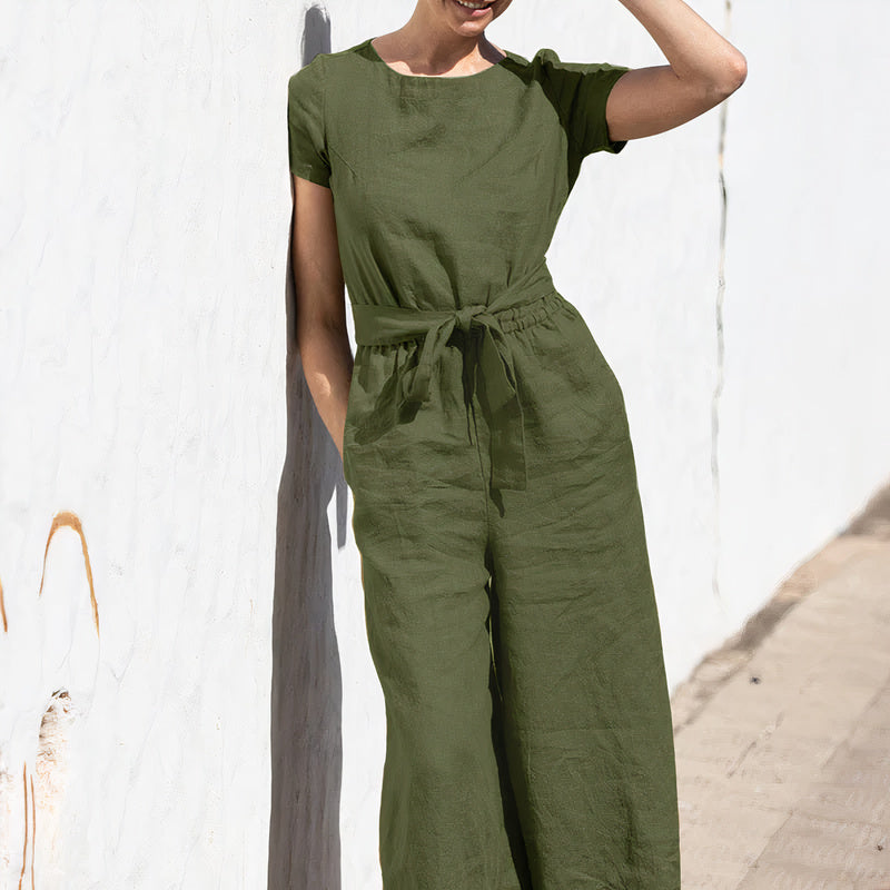 Basic Effen Linnen Jumpsuit | Larena