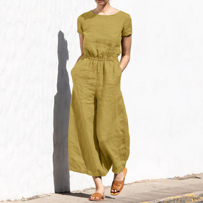 Basic Effen Linnen Jumpsuit | Larena