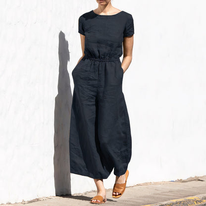 Basic Effen Linnen Jumpsuit | Larena