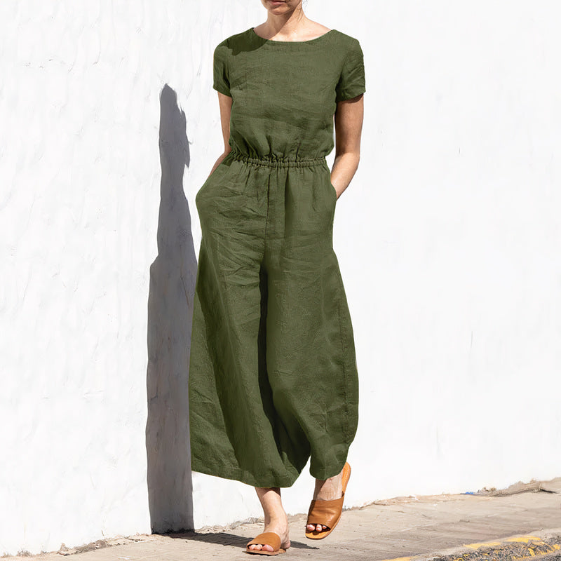 Basic Effen Linnen Jumpsuit | Larena