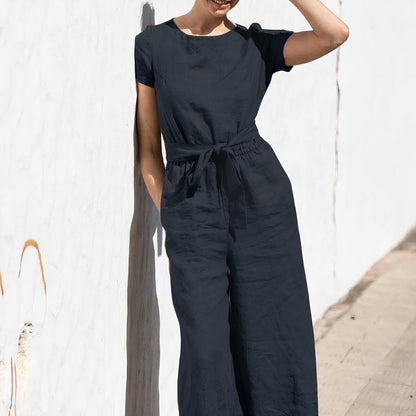 Basic Effen Linnen Jumpsuit | Larena