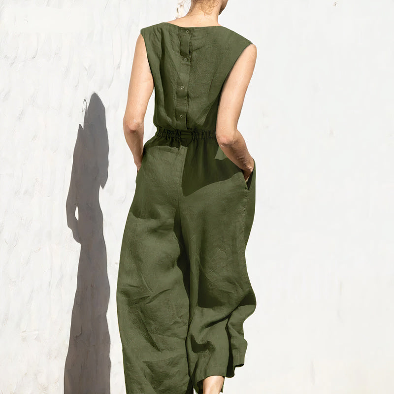 Basic Effen Linnen Jumpsuit | Larena