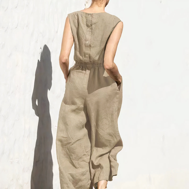 Basic Effen Linnen Jumpsuit | Larena