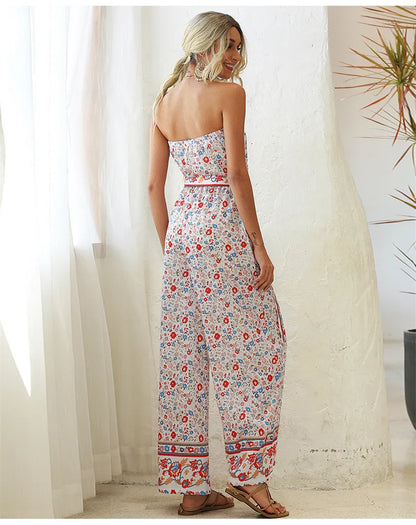 Mouwloze jumpsuit met riem | Corrina