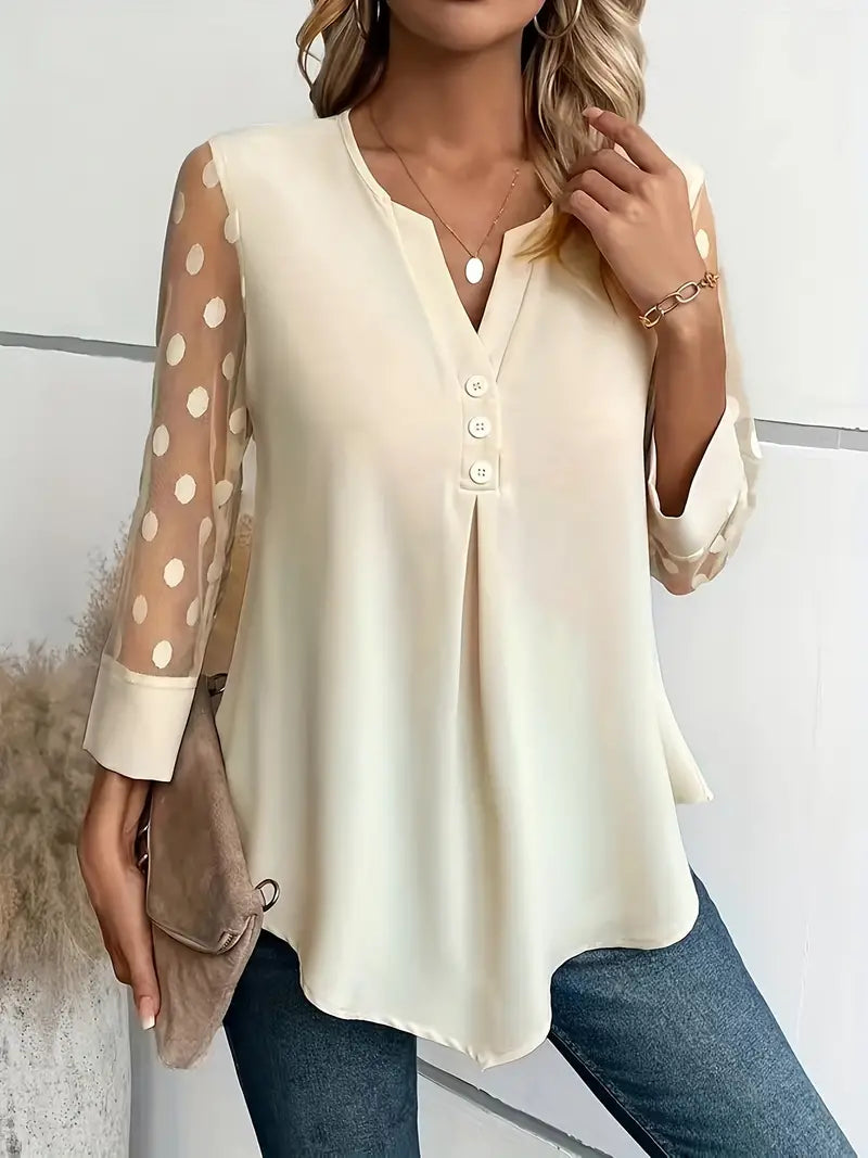 Blouse met knopen en transparante mouwen | Johanka