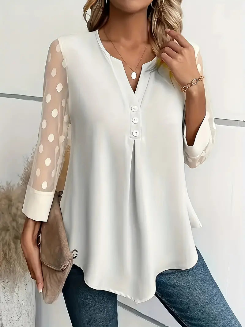 Blouse met knopen en transparante mouwen | Johanka