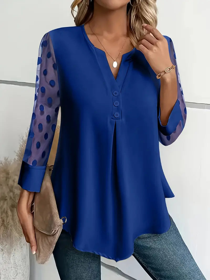 Blouse met knopen en transparante mouwen | Johanka