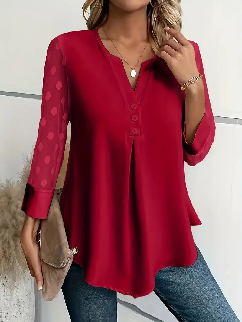 Blouse met knopen en transparante mouwen | Johanka