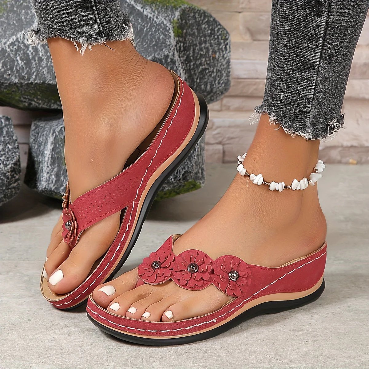 Orthopedische zomersandalen met bloemenpatroon | Raluca