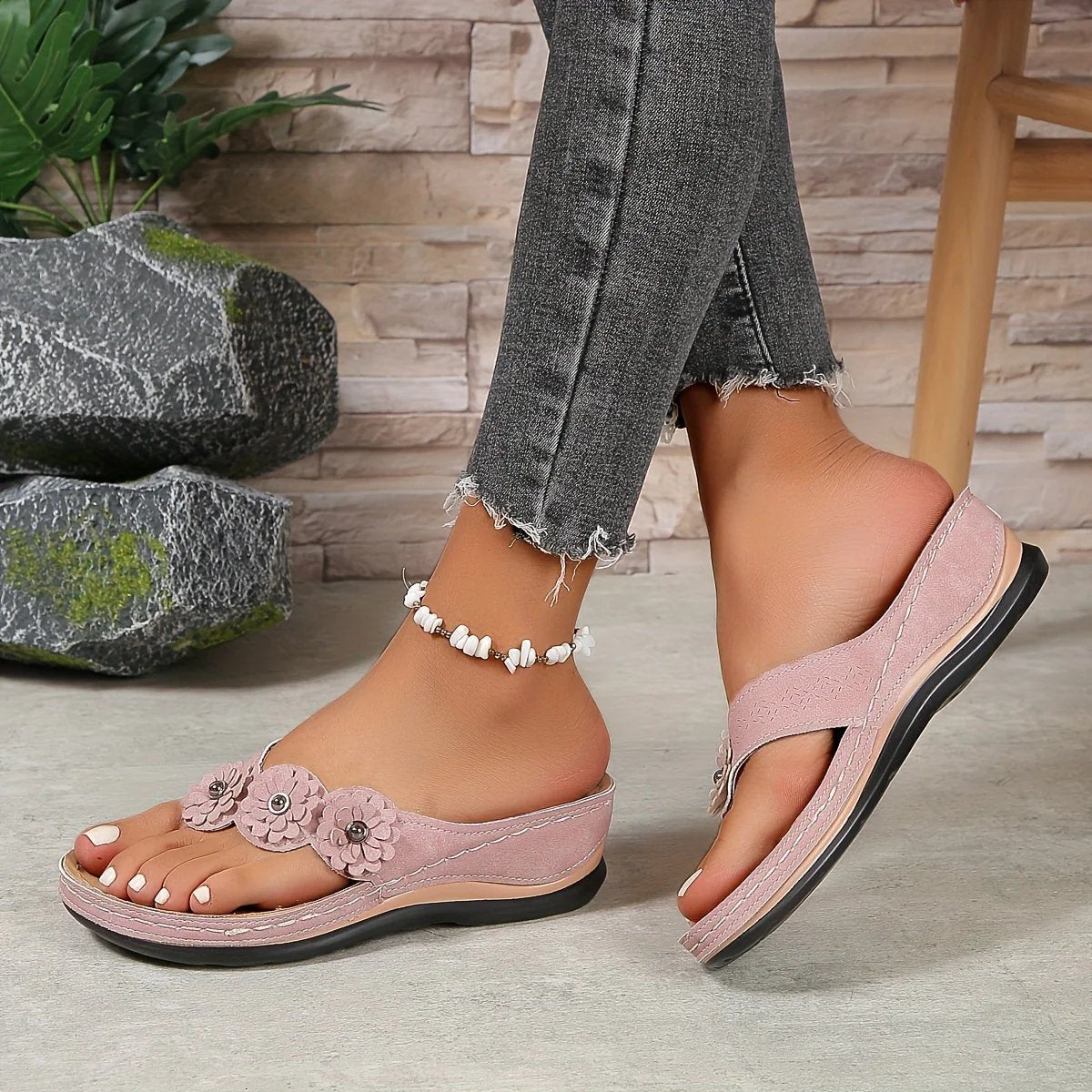 Orthopedische zomersandalen met bloemenpatroon | Raluca