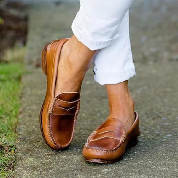 Leren slip-on schoenen | Reika