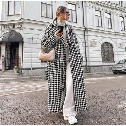 Elegante dames Trenchcoat in houndstooth-stijl | Freya