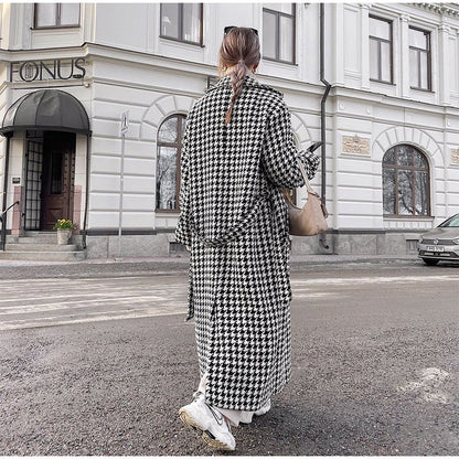 Elegante dames Trenchcoat in houndstooth-stijl | Freya