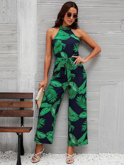 Casual mouwloze jumpsuit met bloemenprint | Adele