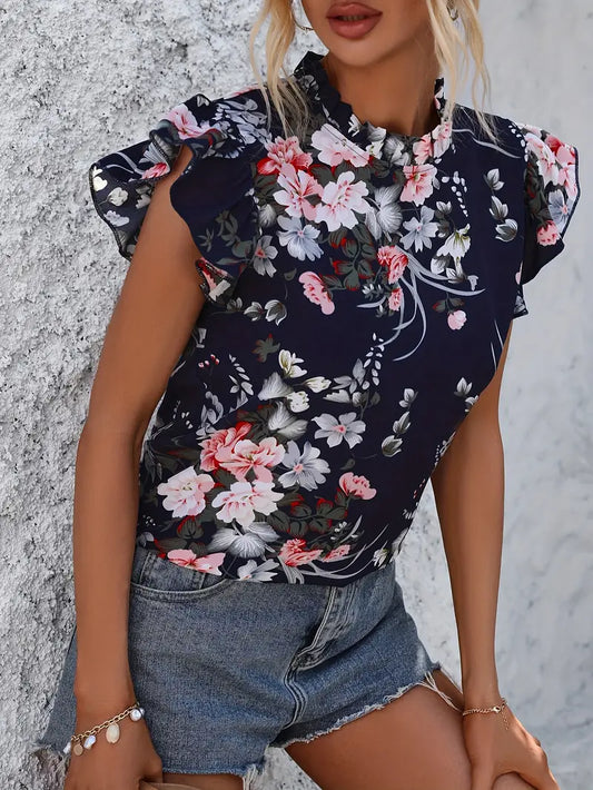 Casual blouse met lage col en bloemenprint | Colette