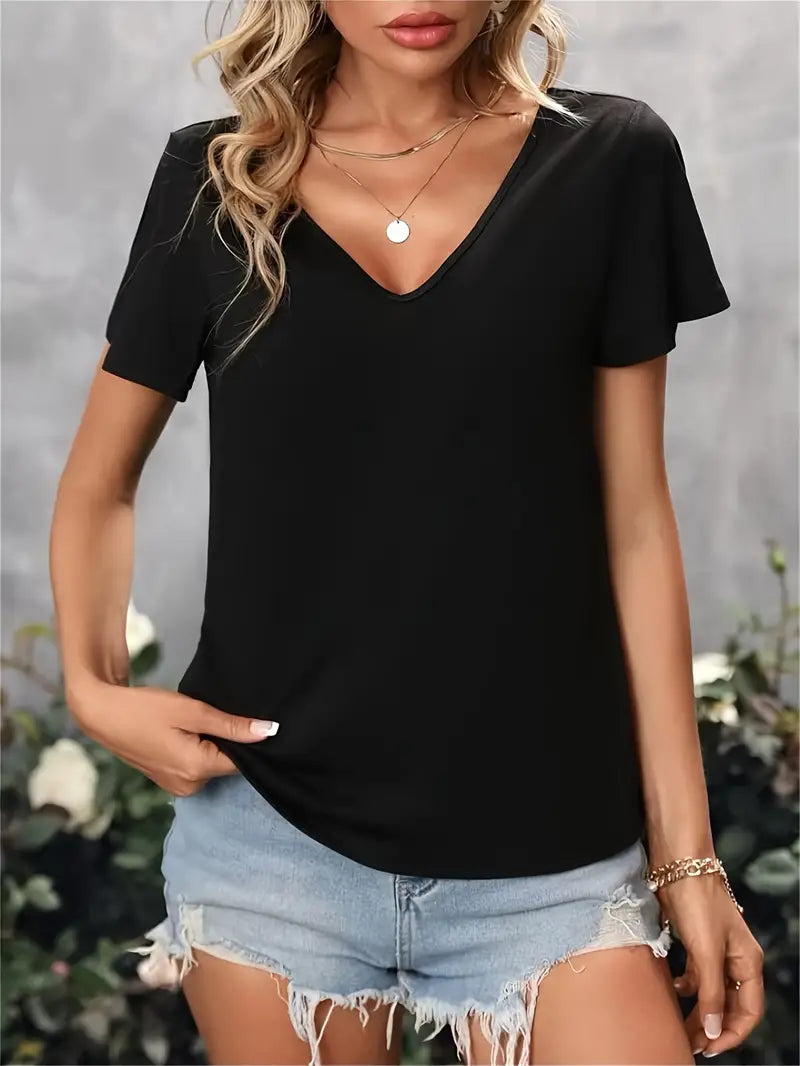 Alledaagse T-shirt met losse korte mouwen | Helena