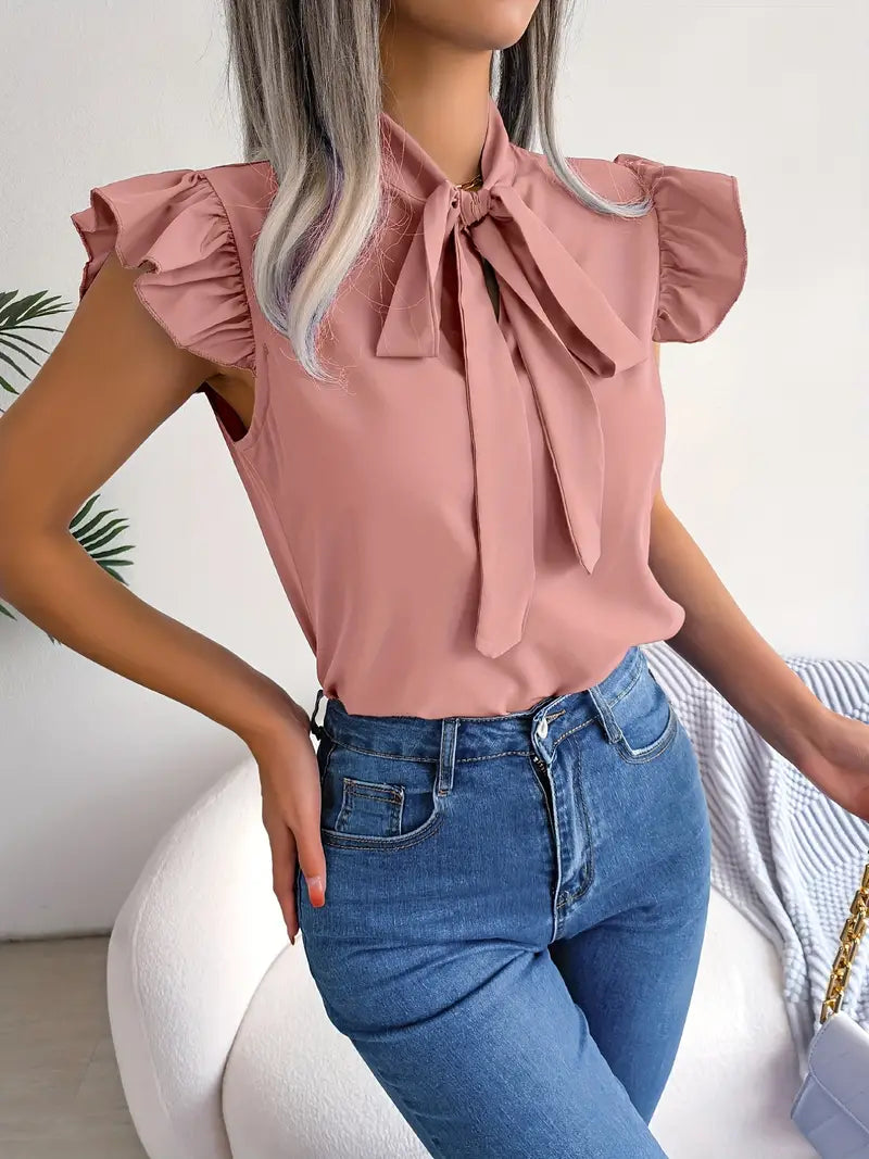 Casual blouse met vlinderstrik-en-mouwen | Ruth