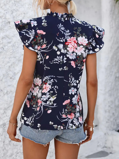 Casual blouse met lage col en bloemenprint | Colette