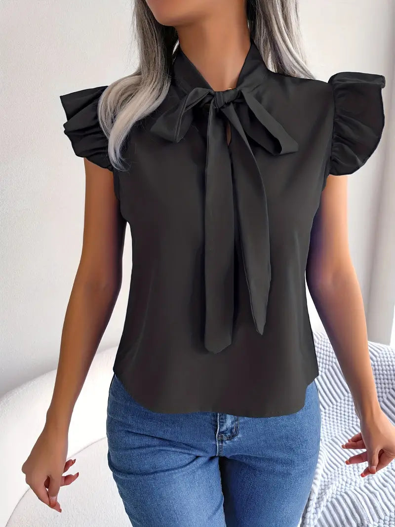 Casual blouse met vlinderstrik-en-mouwen | Ruth