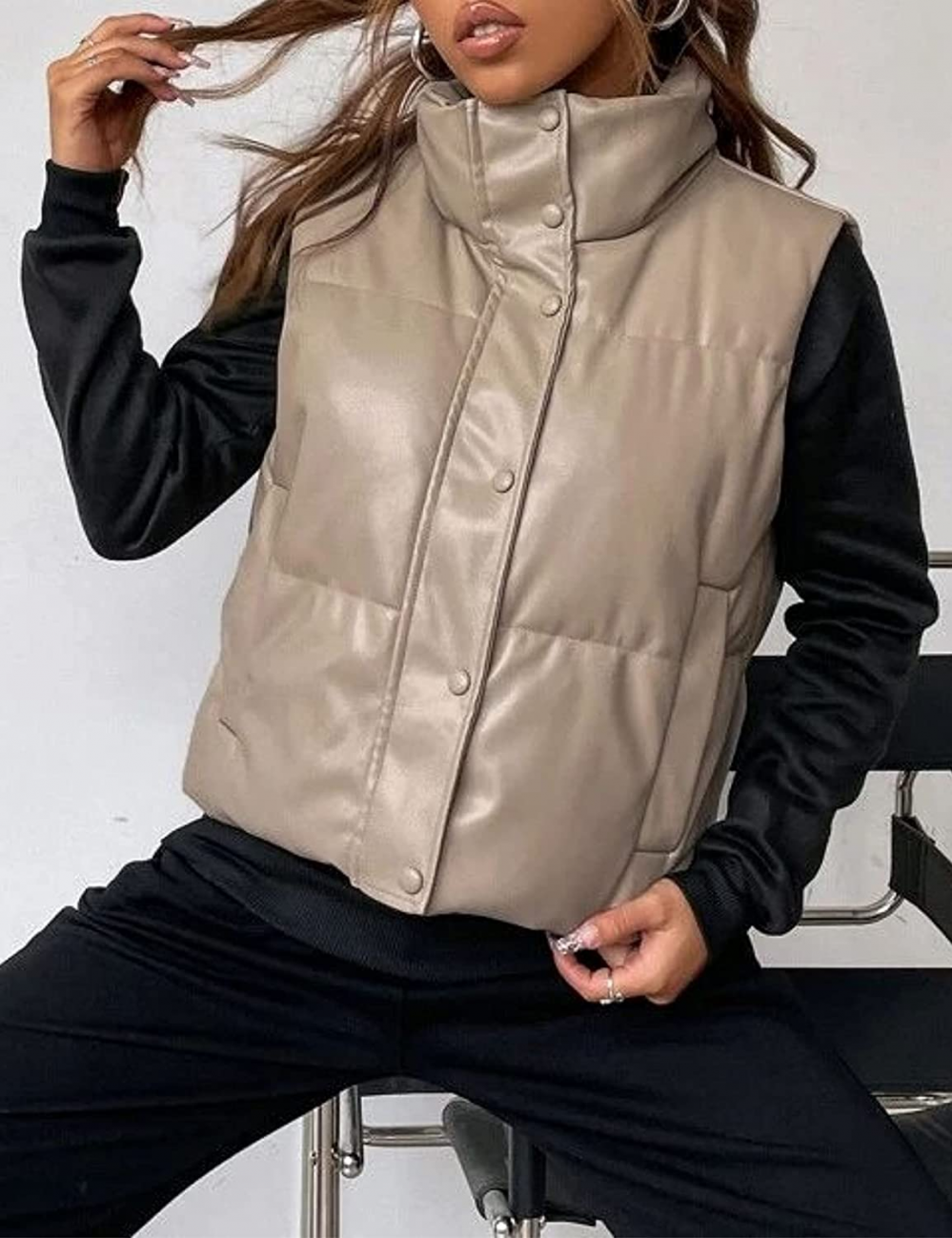 Stijlvolle leren bodywarmer voor dames | Ava