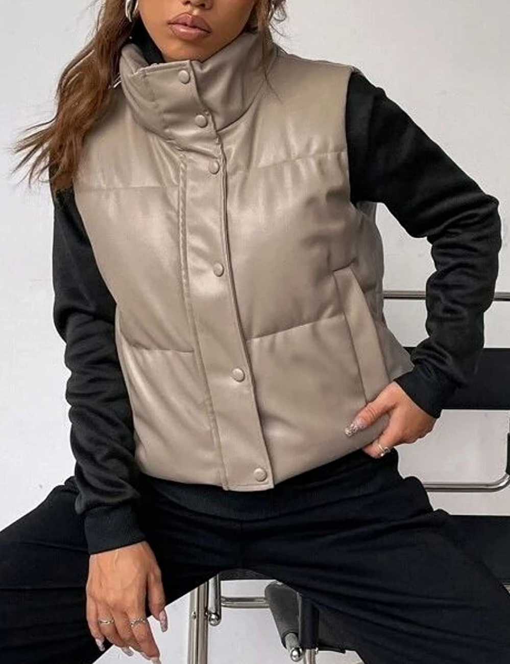 Stijlvolle leren bodywarmer voor dames | Ava