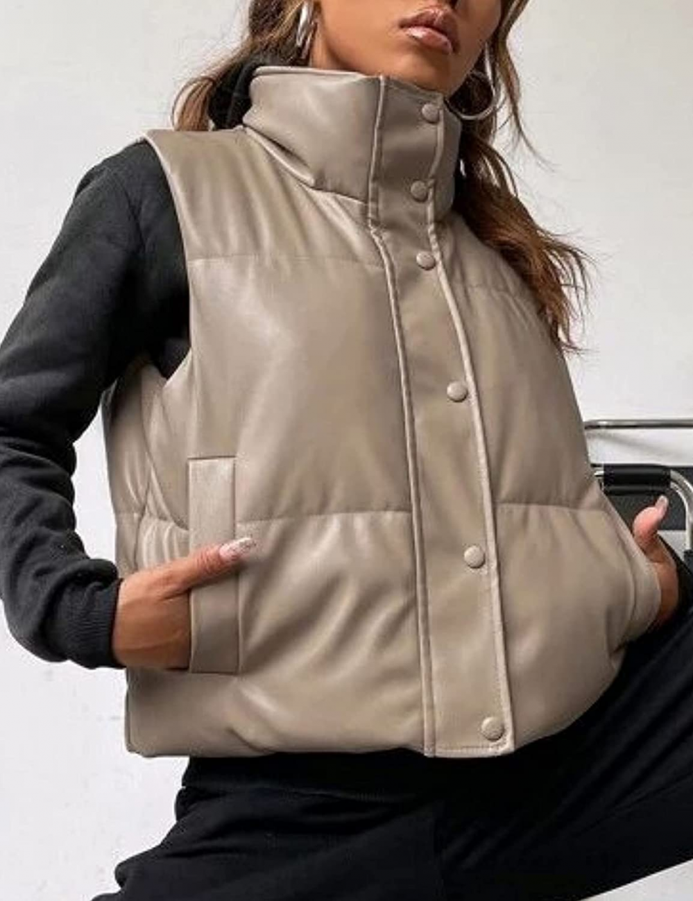 Stijlvolle leren bodywarmer voor dames | Ava