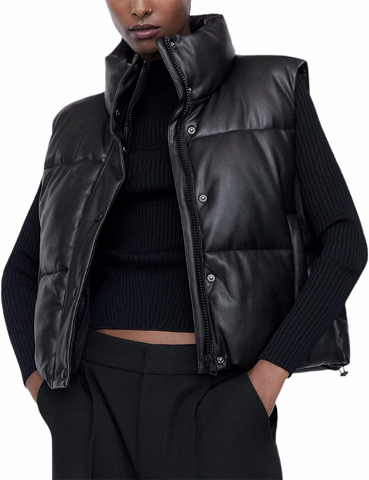 Stijlvolle leren bodywarmer voor dames | Ava